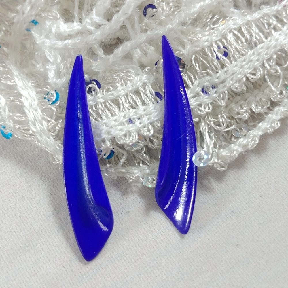 Blue vintage metal painted earrings